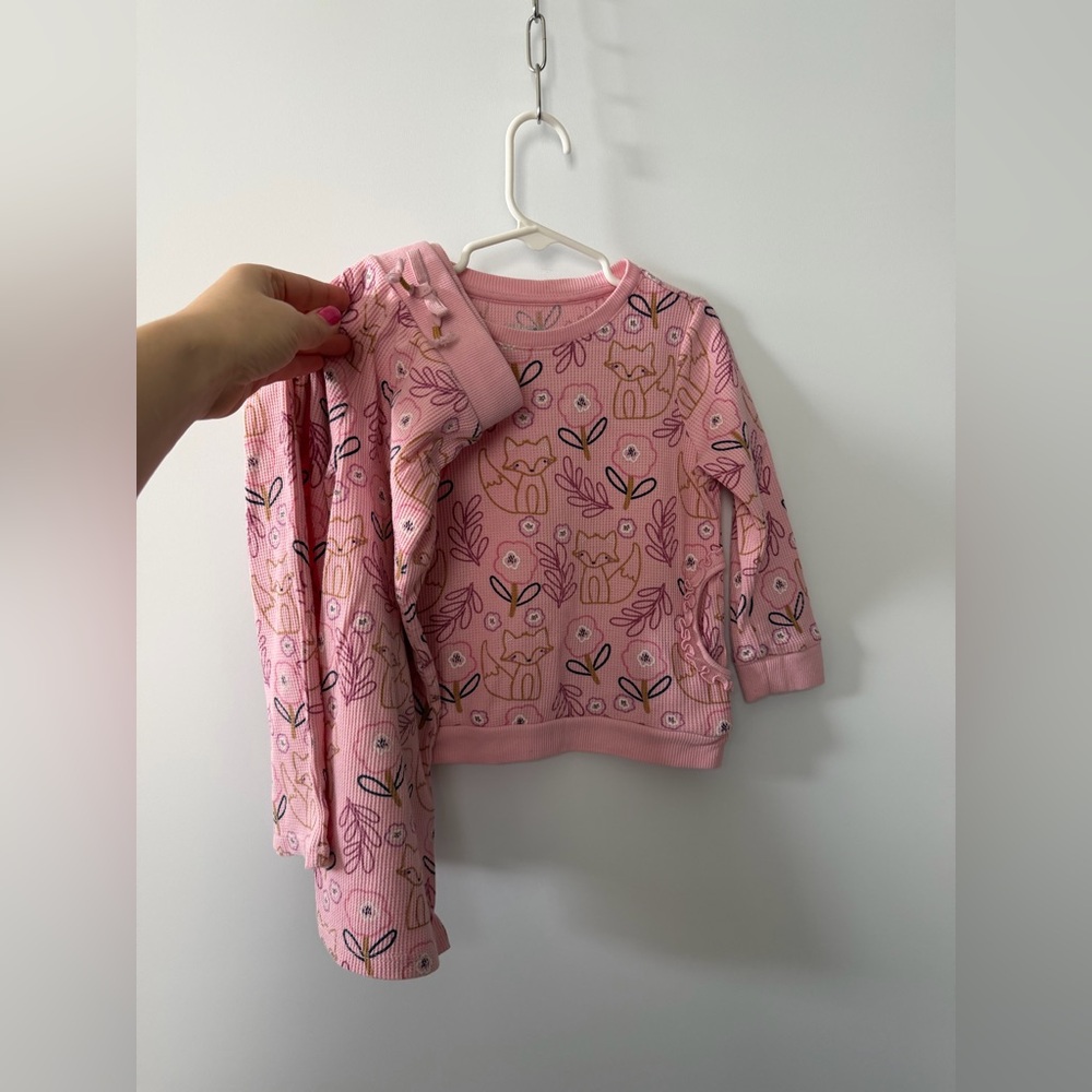 Pink Fox Print Toddler Sweatshirt and Pants Set